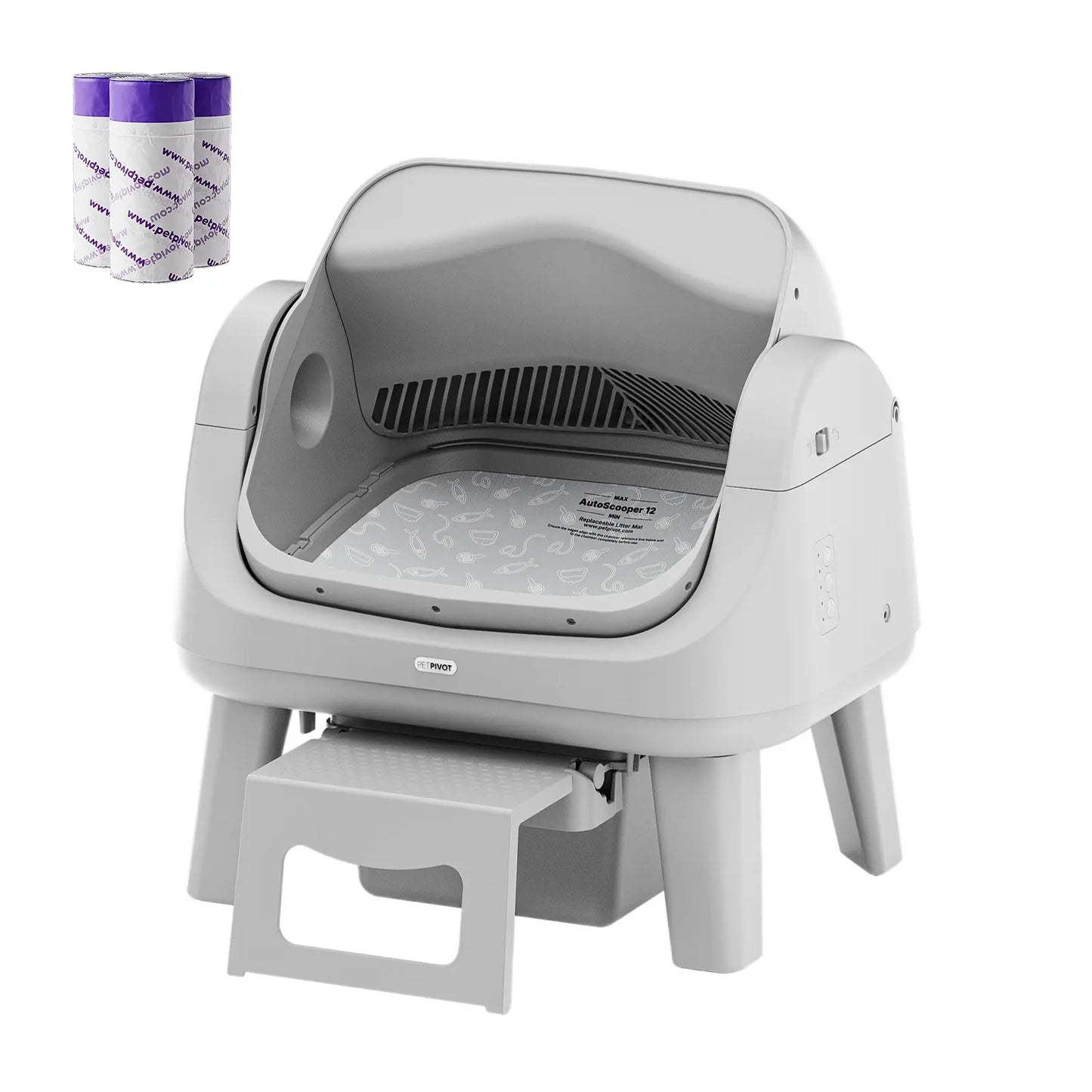 Petpivot Autoscooper 12 Lite Open-Top Automatic Self-Cleaning Cat Litter Box, Easy-Entry Front Step, Triple Safety Protection, No App Required