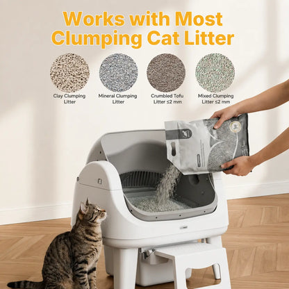 Petpivot Autoscooper 12 Lite Open-Top Automatic Self-Cleaning Cat Litter Box, Easy-Entry Front Step, Triple Safety Protection, No App Required
