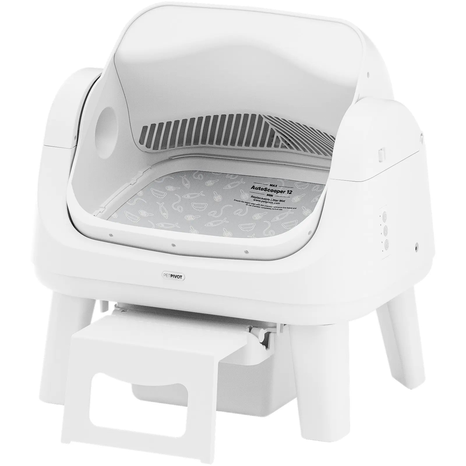 Petpivot Autoscooper 12 Lite Open-Top Automatic Self-Cleaning Cat Litter Box, Easy-Entry Front Step, Triple Safety Protection, No App Required