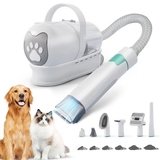 Pet 7-In-1 Hair Suction Device Cat Dog Vacuum Cleaner Machine Hair Trimmer Electric Push Cutting Grooming Shaving Cleaning