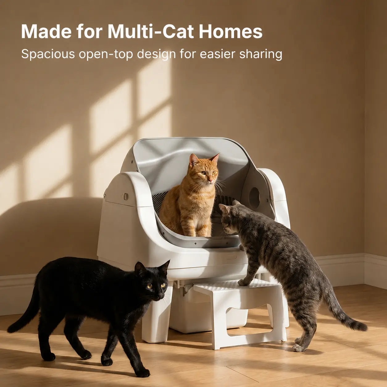 Petpivot Autoscooper 12 Lite Open-Top Automatic Self-Cleaning Cat Litter Box, Easy-Entry Front Step, Triple Safety Protection, No App Required