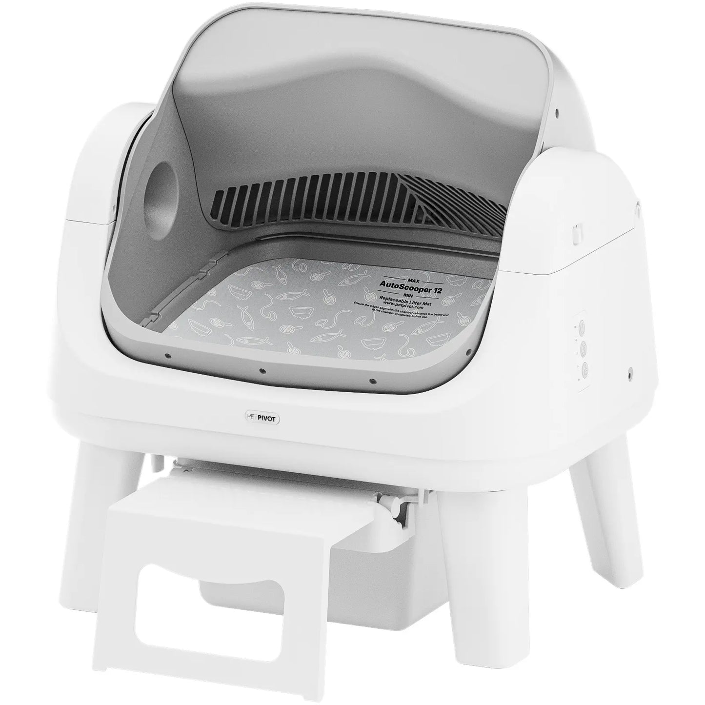 Petpivot Autoscooper 12 Lite Open-Top Automatic Self-Cleaning Cat Litter Box, Easy-Entry Front Step, Triple Safety Protection, No App Required