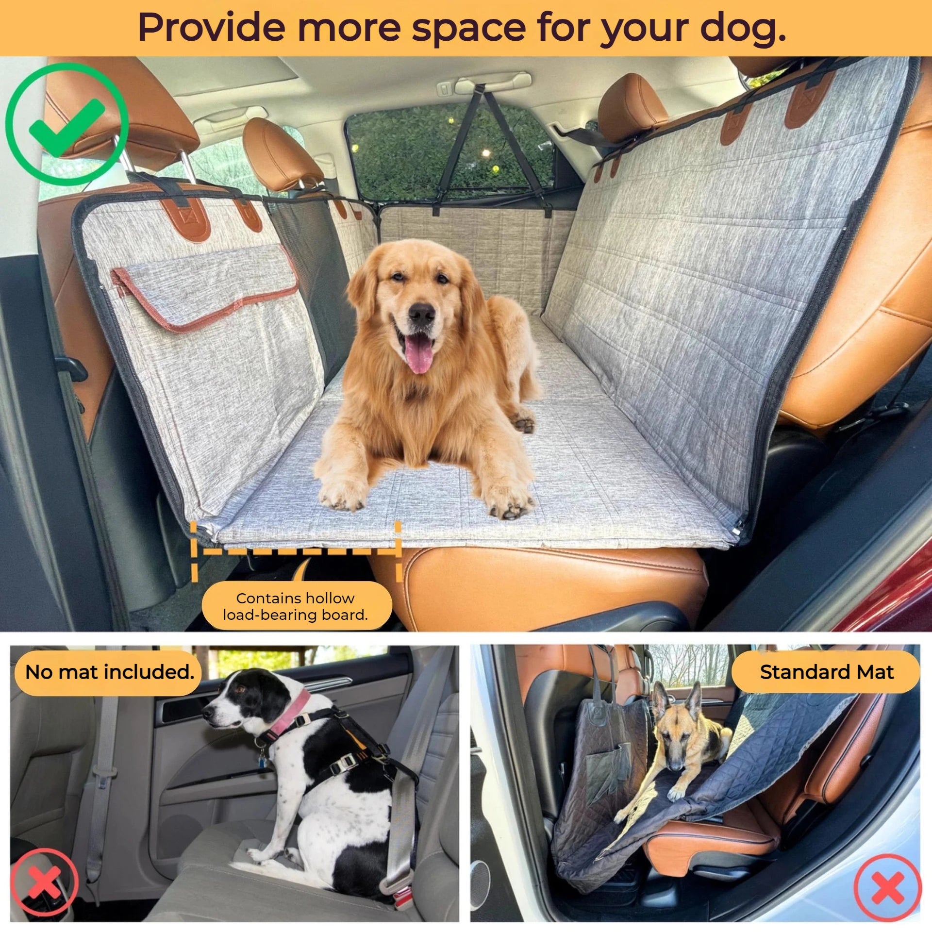 Car Back Seat Cover Large Dog Travel Protective Cover for Cars Truck SUV Waterproof Pet Extended Protection Mat Bearing 130Kg