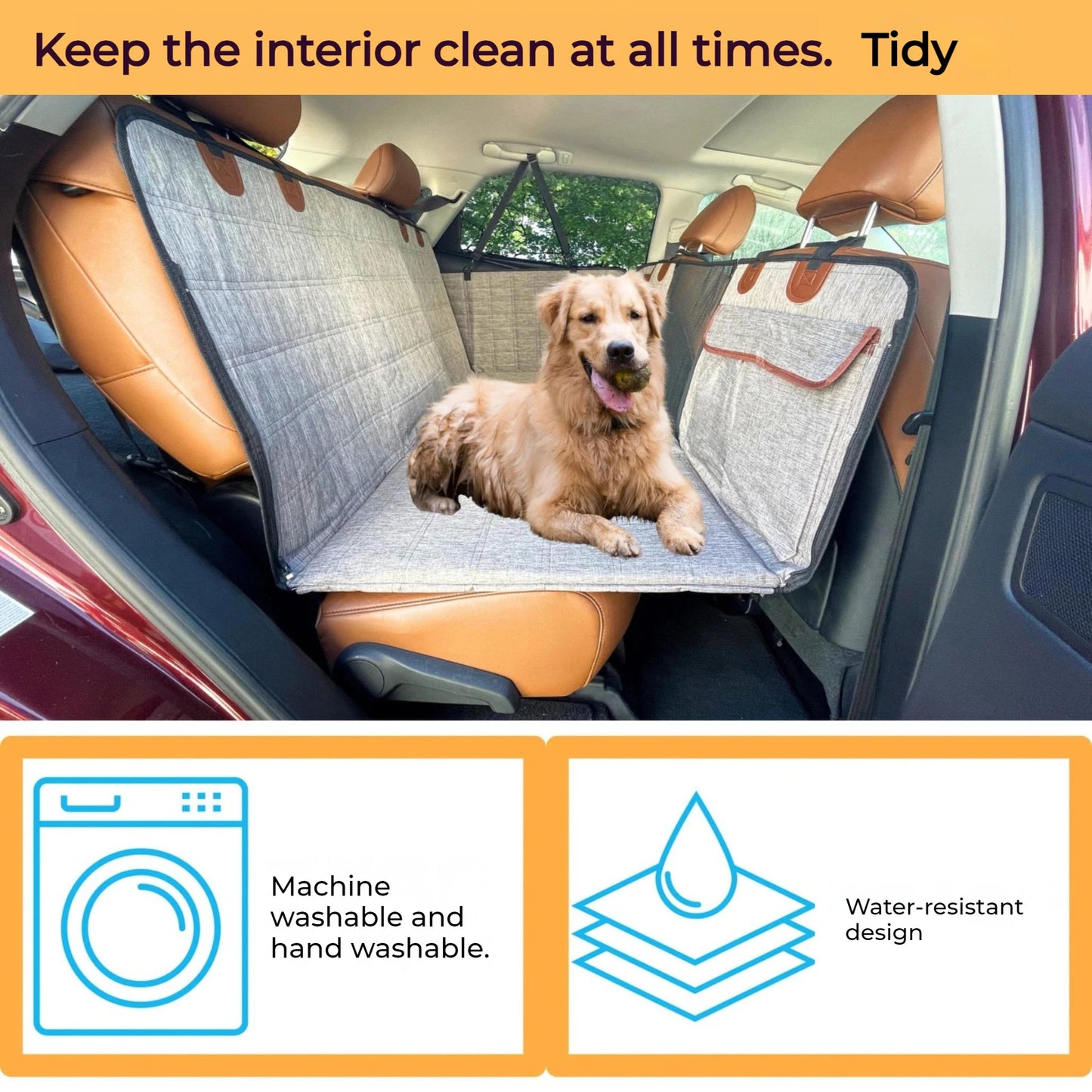 Car Back Seat Cover Large Dog Travel Protective Cover for Cars Truck SUV Waterproof Pet Extended Protection Mat Bearing 130Kg
