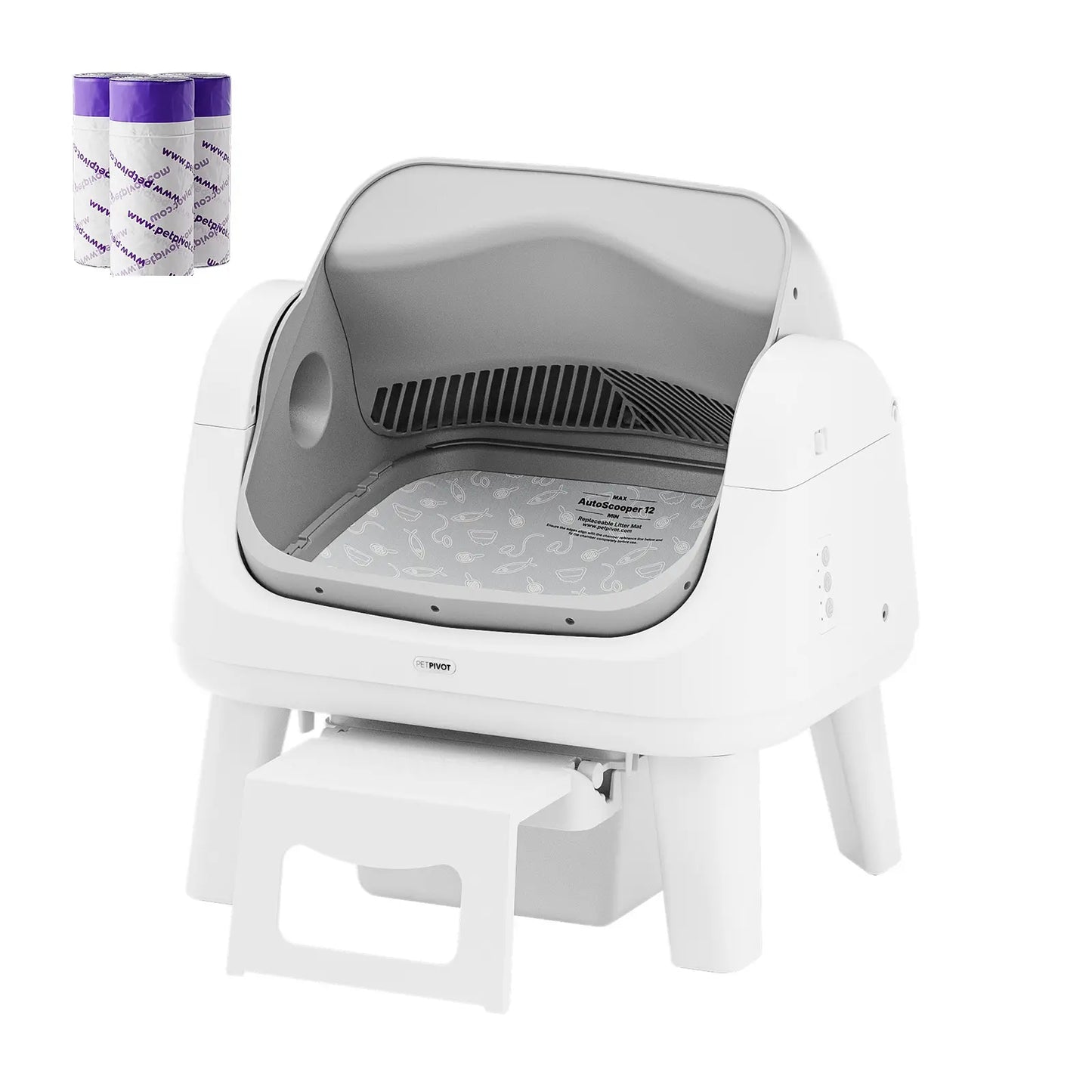 Petpivot Autoscooper 12 Lite Open-Top Automatic Self-Cleaning Cat Litter Box, Easy-Entry Front Step, Triple Safety Protection, No App Required