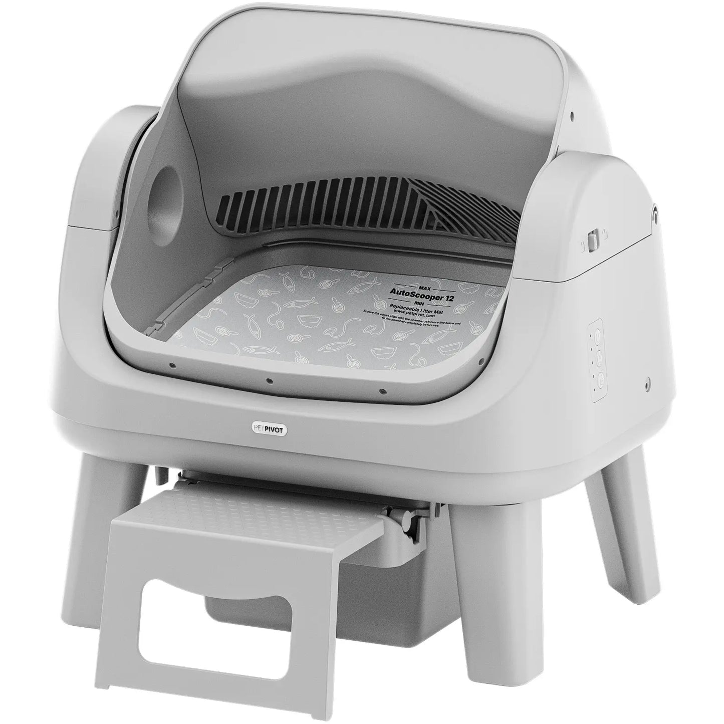 Petpivot Autoscooper 12 Lite Open-Top Automatic Self-Cleaning Cat Litter Box, Easy-Entry Front Step, Triple Safety Protection, No App Required